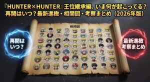 『HUNTER×HUNTER』王位継承編、いま何が起きてる？再開はいつ？最新進捗・相関図・考察まとめ（2026年版）